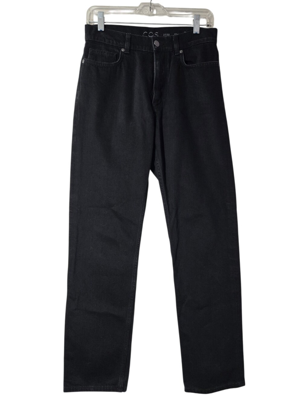 COS Slim Leg Mid Rise Cropped Denim Jeans Buttonfly Black
